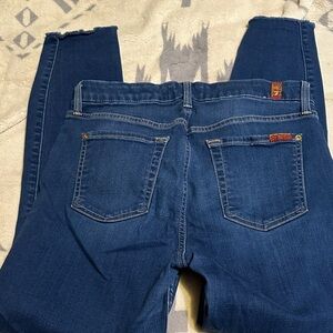 A16.   7 For All Mankind Dark Blue Cropped Jeans